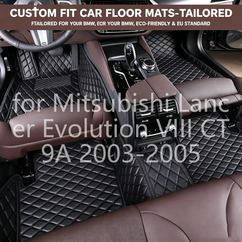 Tapis de sol de voiture sur mesure 9D à couverture complète pour Mitsubishi Lancer Evolution VIII CT9A 2003-2005, 4 places, bord haut, imperméable, antidérapant, ajustement parfait, toutes saisons, ensemble complet de doublures de sol auto 3763