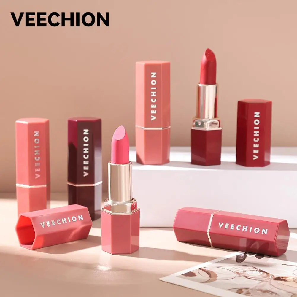 Nebliges Gesicht Samt feuchtigkeit spendend matten Lippenstift sechseckige Tube Lip gloss Make-up Kosmetik 6 Farben Make-up kosmetisches Geschenk für wo q8c5