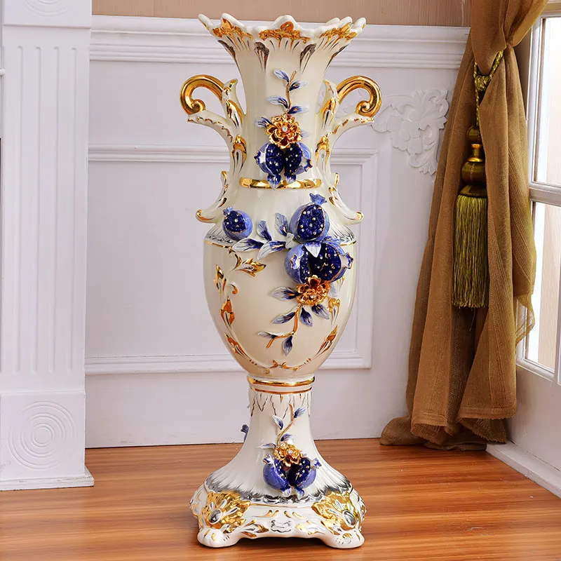 Europe style home decoration ceramic flower vase living room tabletop floor vase for home hotel deco