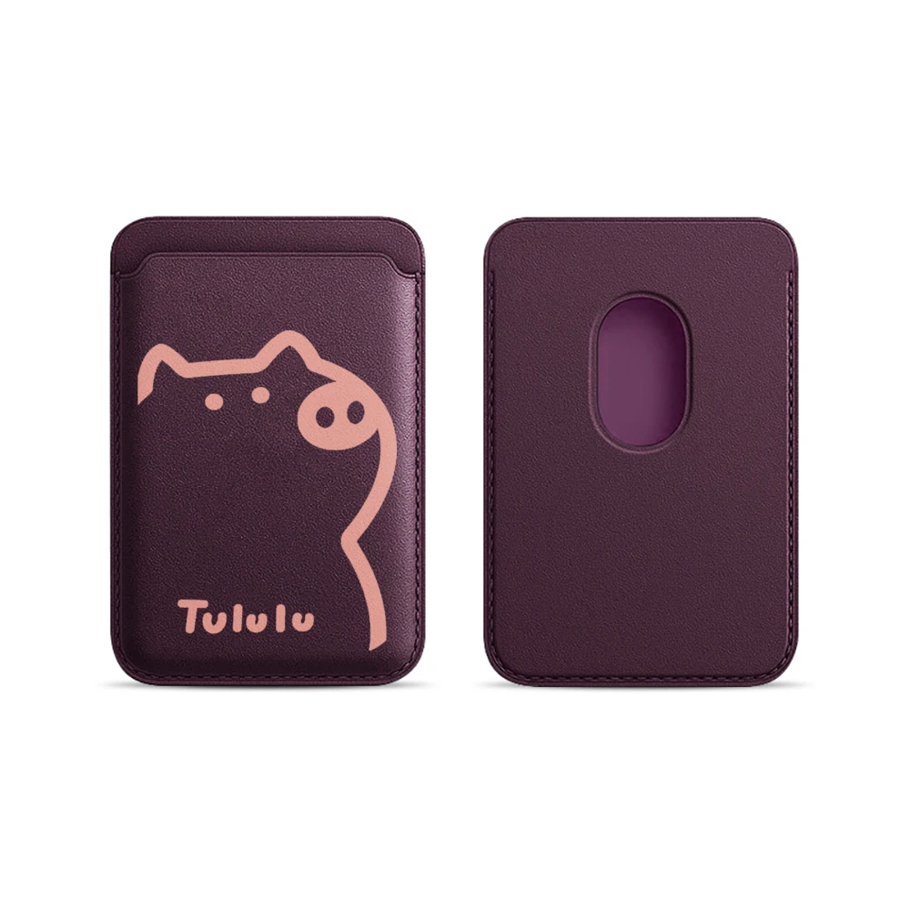 Pig Tululu Leder-Kartenetui Handyhülle Kartenhalter für Magnetische Hülle Geeignet für alle iPhones für Magsafe Karten-Handy-Rückentasche – Detail 12