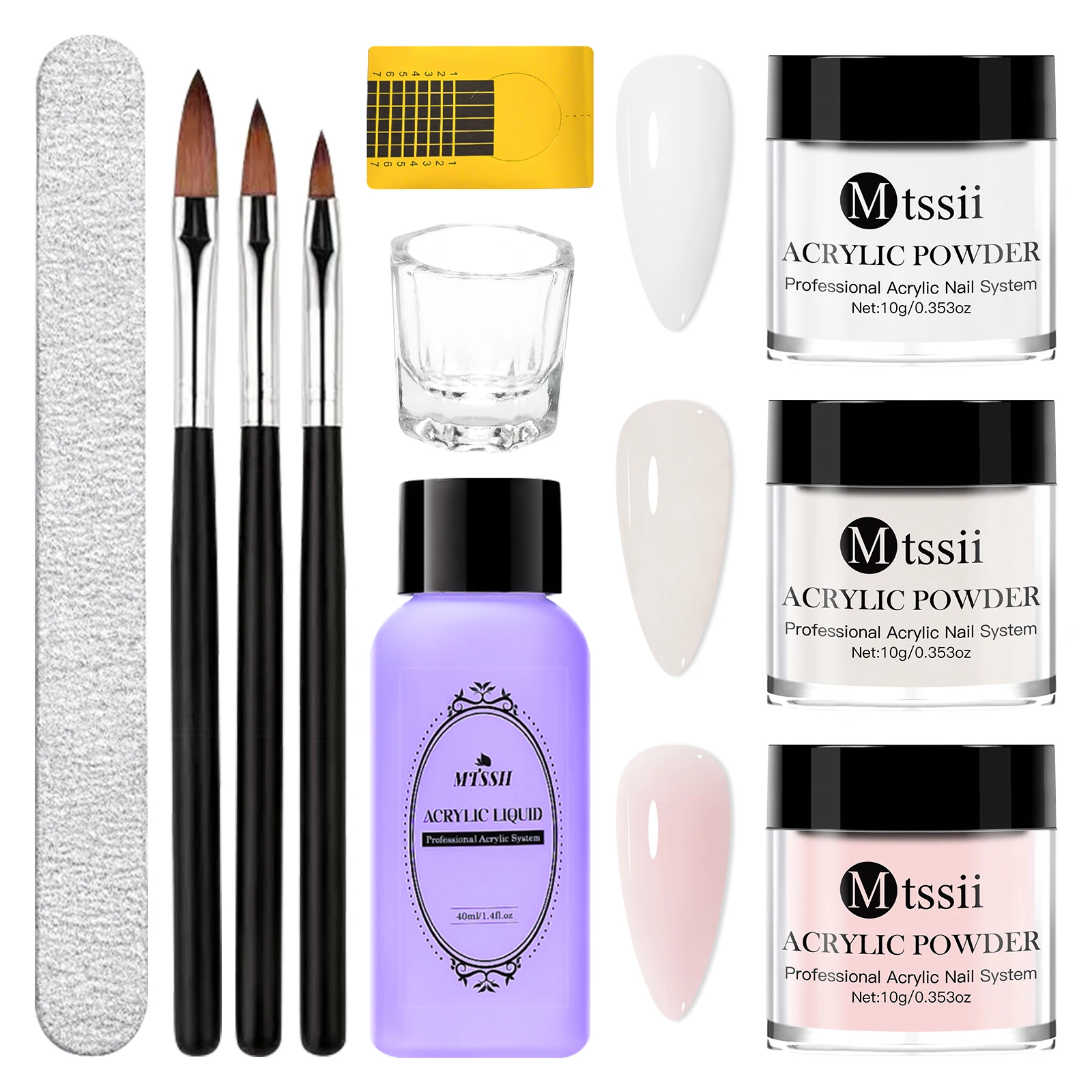 8-teiliges Acrylpulver-Nagelsystem-Set, nacktes Rosa, Monomer-Flüssigkeitsset für die Nagelverlängerung, Schnitzblume, selbstklebende Dekorationen zum Selbermachen