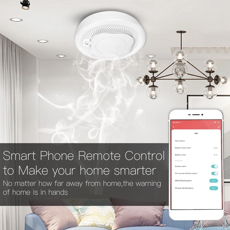 ABGZ-Tuya Smart Zigbee rilevatore di fumo sensore Smart Home Security Alarm System Smart Living alimentato a batteria