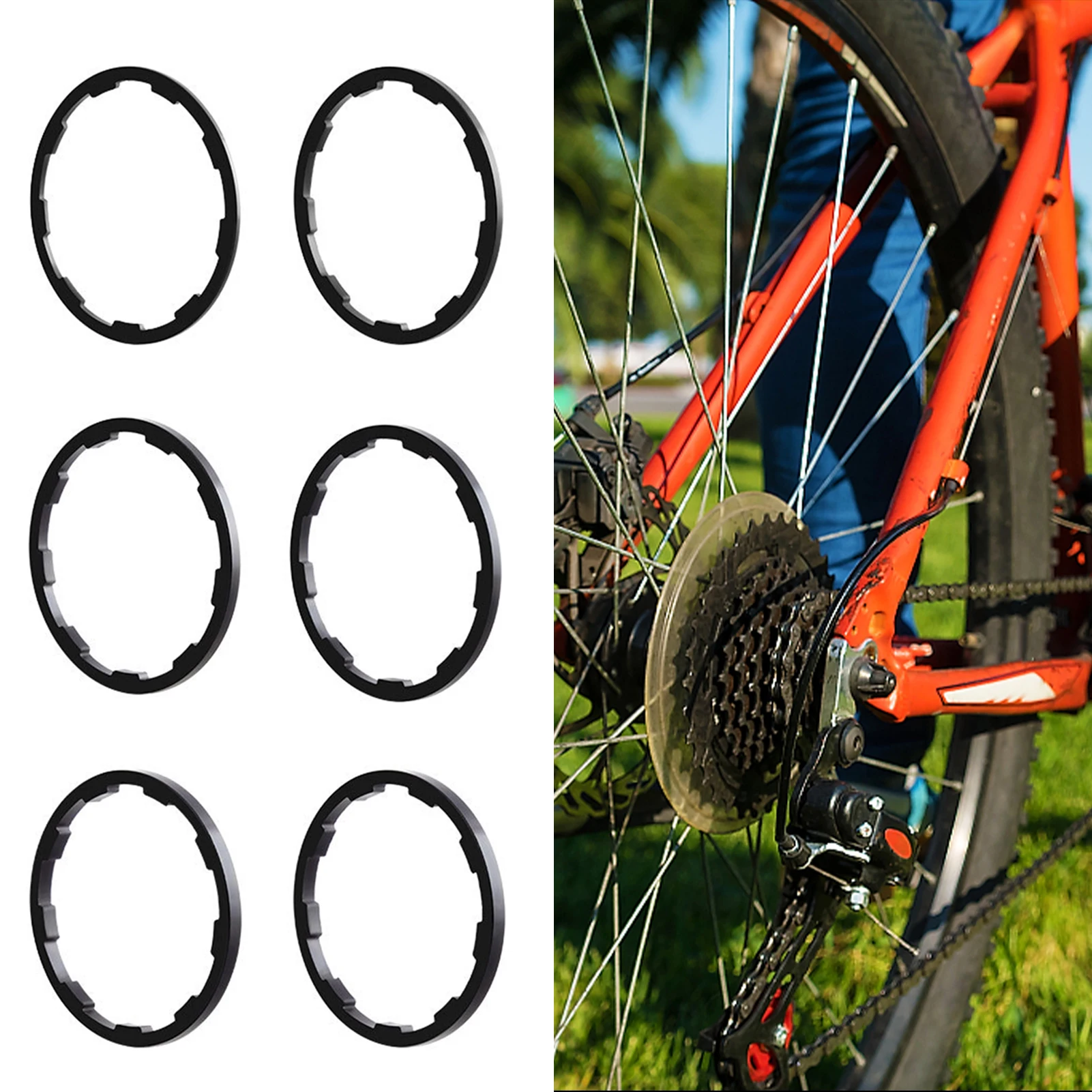 Size 1/1.5/1.85/2/2.18/2.35mm Bike Cassette Spacer Cassette Flywheel Washer Bike Flywheel Hub Spacers