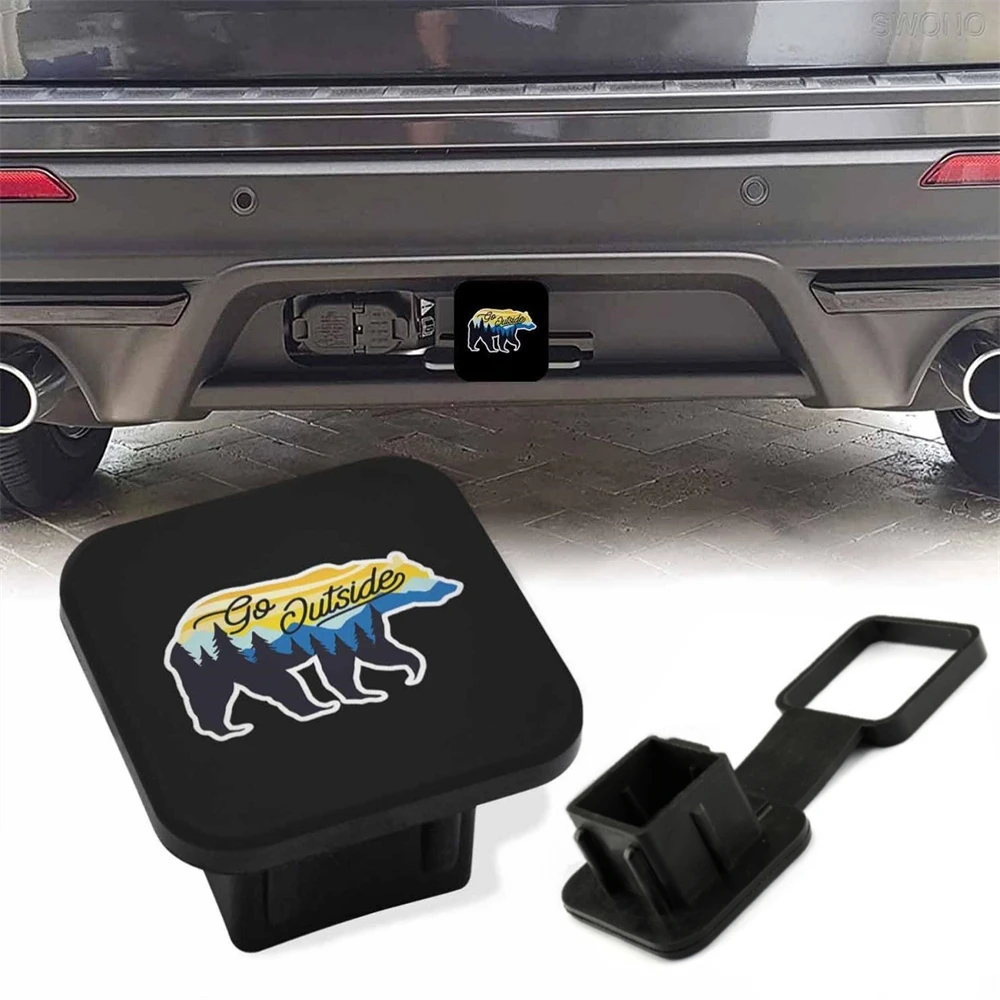 

Black TPU Trailer Hitch Cover Fits 2" 2Inch Fl State flagCar/Truck/Suv Tow Rear Receiver Plug Dust Cap Bear go outside