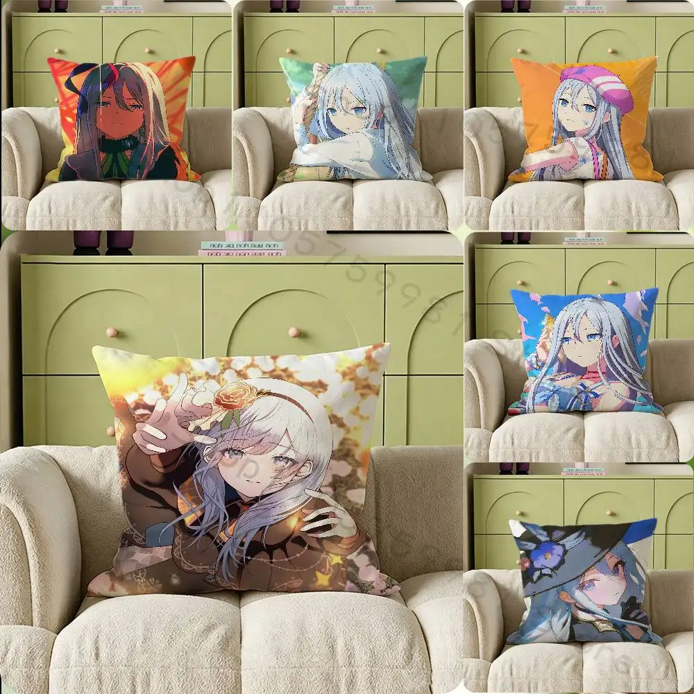 Anime Kanade Yoisaki P-Project Sekai Print Throw Pillow Cover Square Cushion Case for Living Room Bedroom Decor
