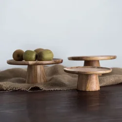 Bandeja de madera con forma de seta para pastel, bandeja alta para servir comida, estilo japonés, postre, fruta, decoración del hogar, accesorios de fotografía