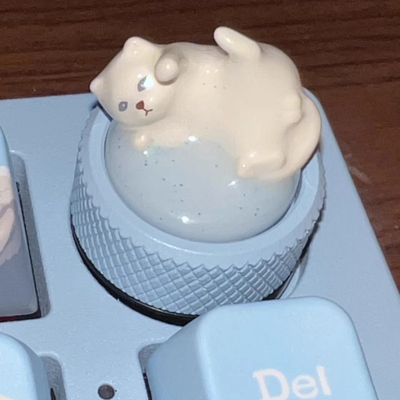 Hi75 Knob Buttons Water Translucent Cute Cat Knob Buttons Custom K81 Mechanical Keyboard Keycaps for Computer Accessory Keycaps