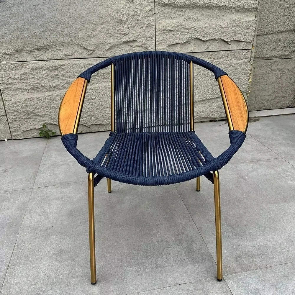All Weather Aluminum Indoor Outdoor Oval Acapulco Chair Weave Rattan Rope Lounge Cafe Patio Garden Chair