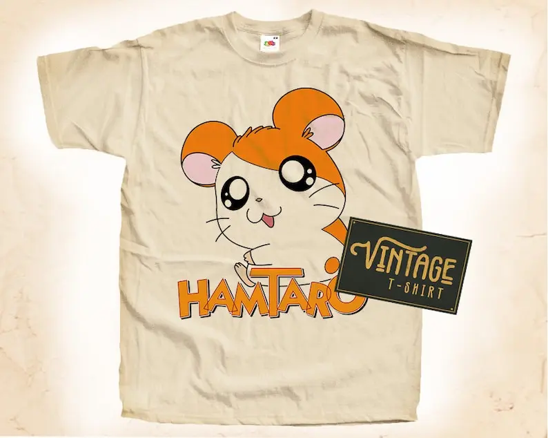 Hamtaro T shirt Tee Natural Vintage Cotton Movie Poster All Sizes