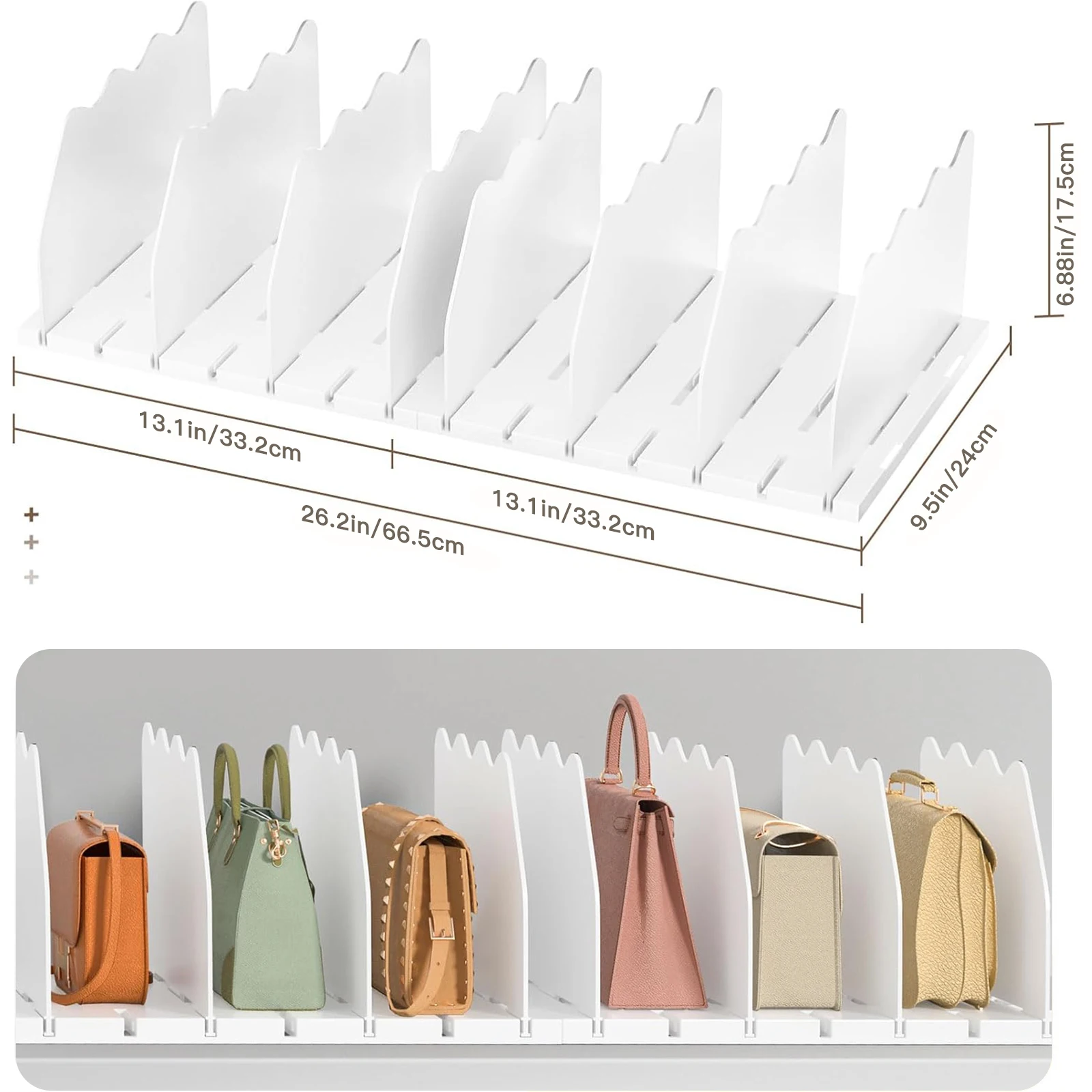 Divisor de estantes de plástico ajustable, utilizado para separar libros, utensilios, bolsas y más, utilizado en dormitorio, oficina, cocina, baño