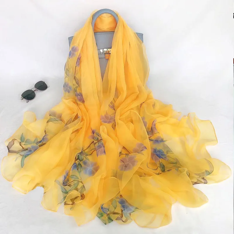 

New Scarf Hijab Luxury Brand Women Summer Silk Scarves Wrap Shawl Soft Beach Pareo Fashion Foulard Hijabs For Women