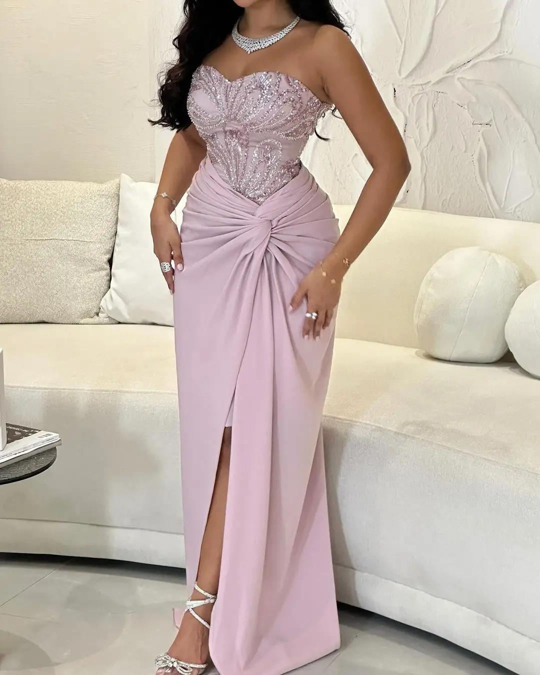 

Customized Mermaid Sleeveless Prom Dresses Sweetheart Beadings Sequins Floor Length Party Dresses Formal Evening Dresses