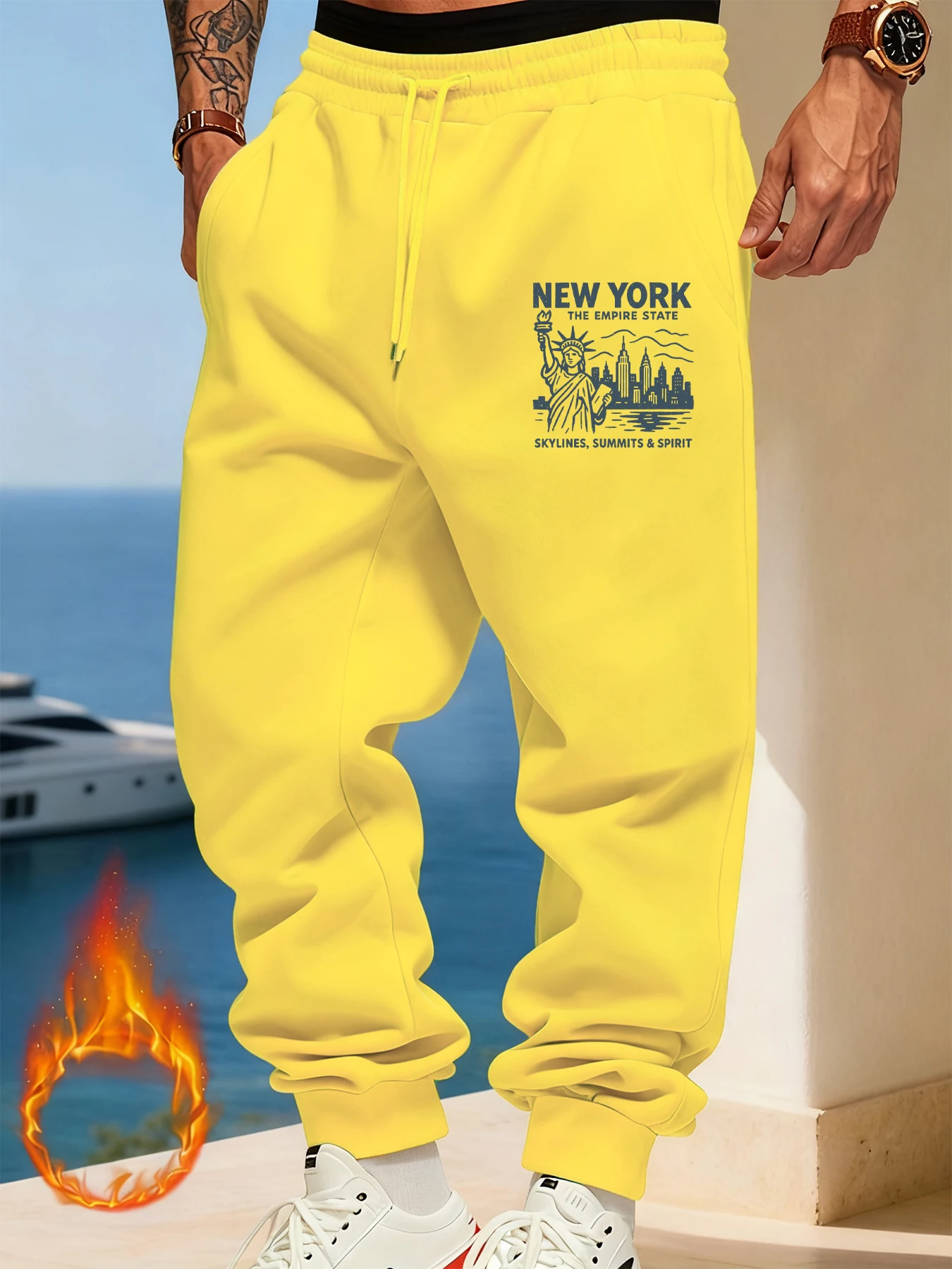 

New York The Empire State Pattern Men'S Sweatpant Sports Street Long Pants Soft Hip Hop Trousers Autumn Pant Fashion Britches