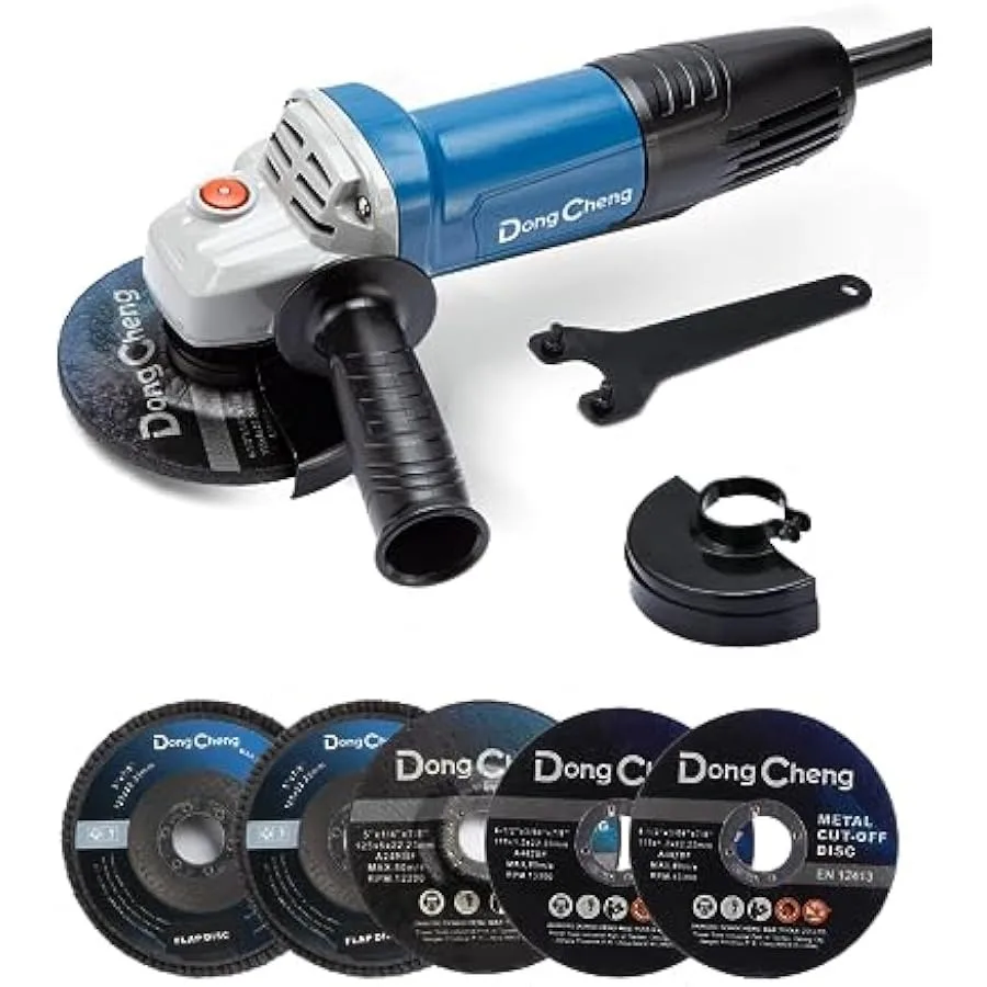 

DongCheng Angle Grinder 4-1 2 inch 6.7-Amp Paddle Switch Cut off Tool 11800RPM Electric Grinder Power Tools with Cutting and Gr