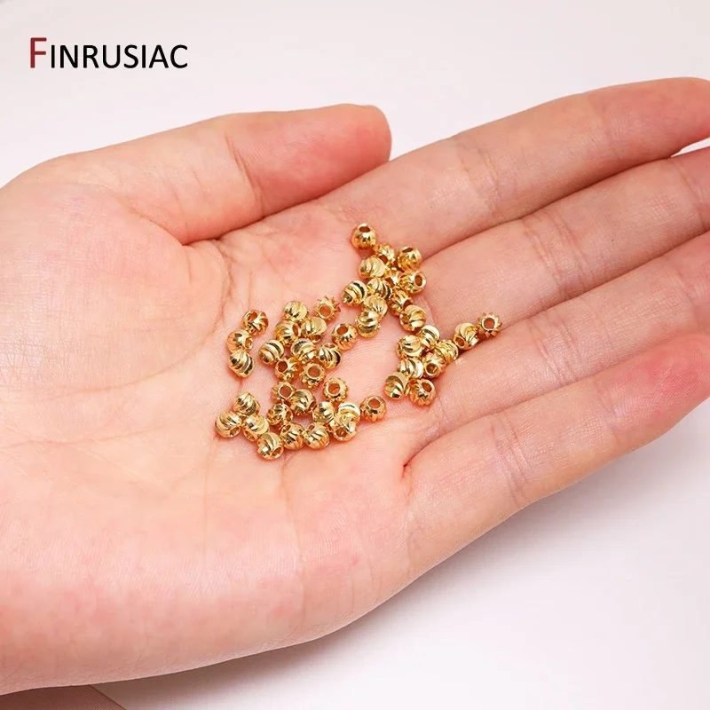 18K vergoldetes Messing, gestreift, geschliffene Blumenperlen, Abstandsperlen, Bulk-Handperlenmaterial, DIY-Zubehör für die Herstellung von Halsketten und Armbändern – Detail 16