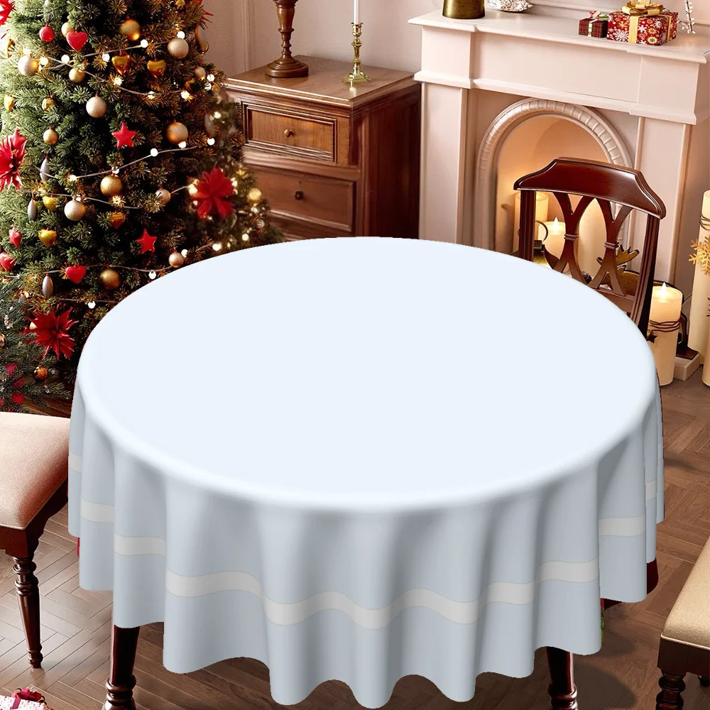 Light blue round tablecloth, easy-to-clean fabric suitable for round tables