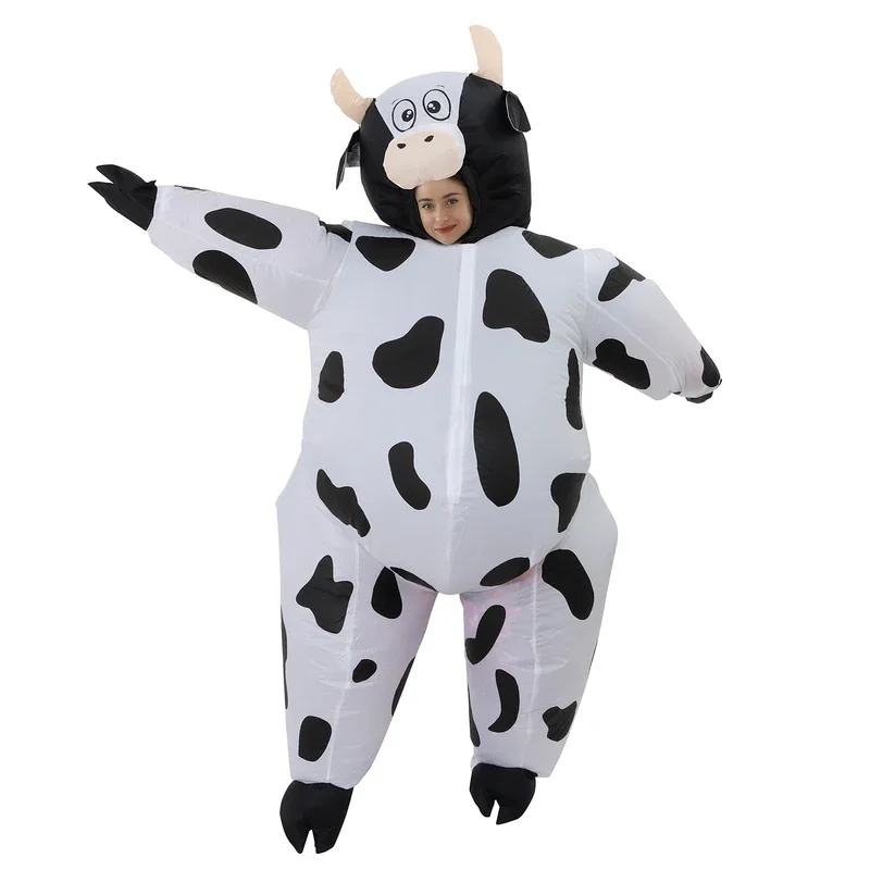 Woman Cow Inflatable Costume Funny Animal Cosplay Clothes for Man Party Show Grow Up Suit Thanksgiving Day Holiday Fancy Dress