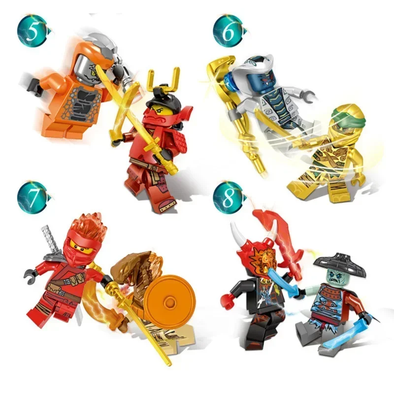 Ninjago-minifiguras DE ACCIÓN DE 24 piezas para niños, juguetes de bloques de construcción, colección de muñecos de batalla, regalos de cumpleaños