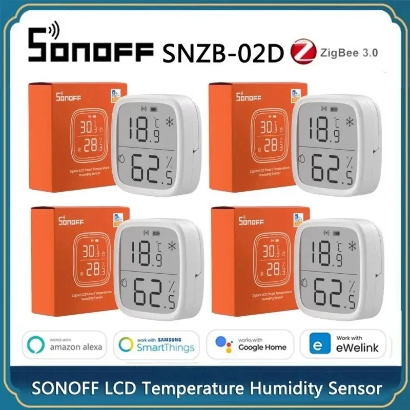 

1-10PCS SONOFF SNZB-02D Zigbee LCD Smart Temperature Humidity Sensor Smart Scene DIY Monitor Works With Alexa And Google eWeLink