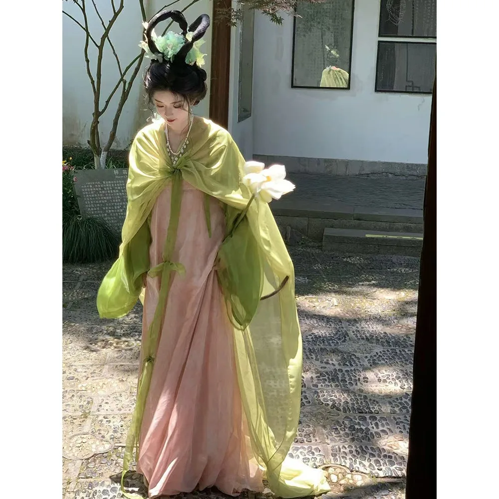 

Новый комплект Ханьфу в стиле Тан 2025: Суперэфирная цельная рубашка с широкими рукавами, повседневный Руцюнь для миниатюрных.