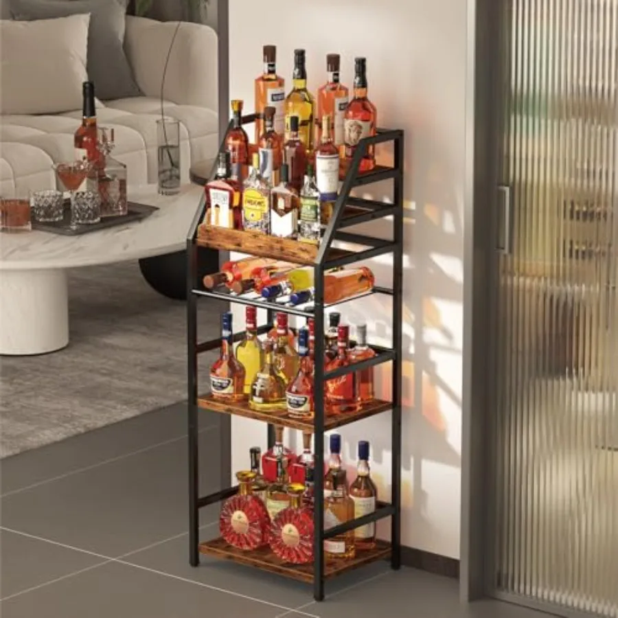 

Trapezoid Liquor Wine Rack - Stepped Freestanding Design for Home - Fits Living RoomCorners Whiskey and Wine Storage