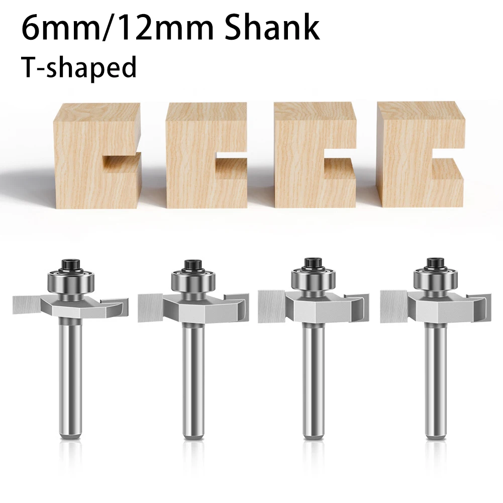 6mm 12mm Shank T Slot Router Bit With Bearing Woodworking Grooving Milling Cutter For Rabbet And Corner Processing