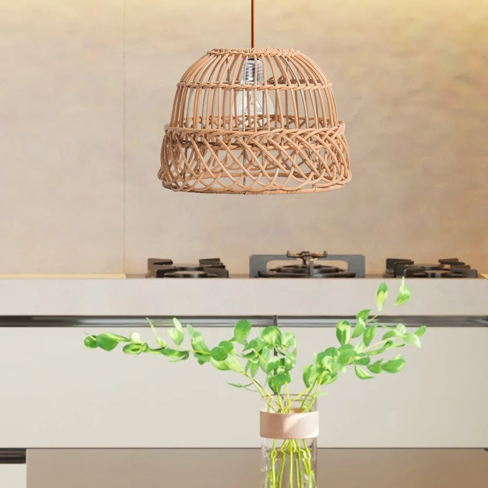 

Woven Pendant Lamp Shade Imitation Rattan Small Size for Chandelier Ceiling Hanging Light Decorative Rustic Style Kitchen Bar