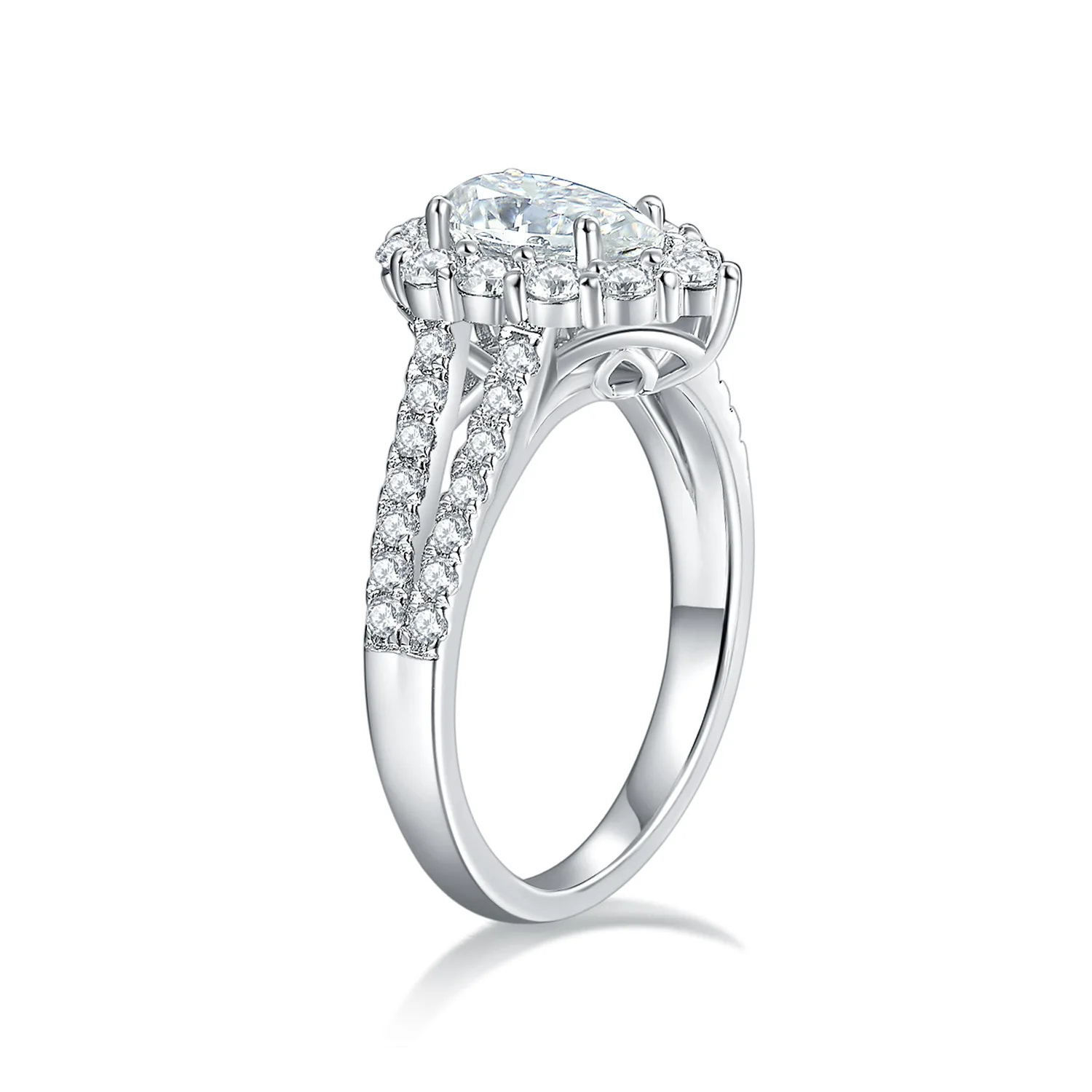 SONGYUN Moissanite Diamond Jewelry Drop Pear Shape 5*8mm Full Moissanite Silver Plated 18K Gold Ring