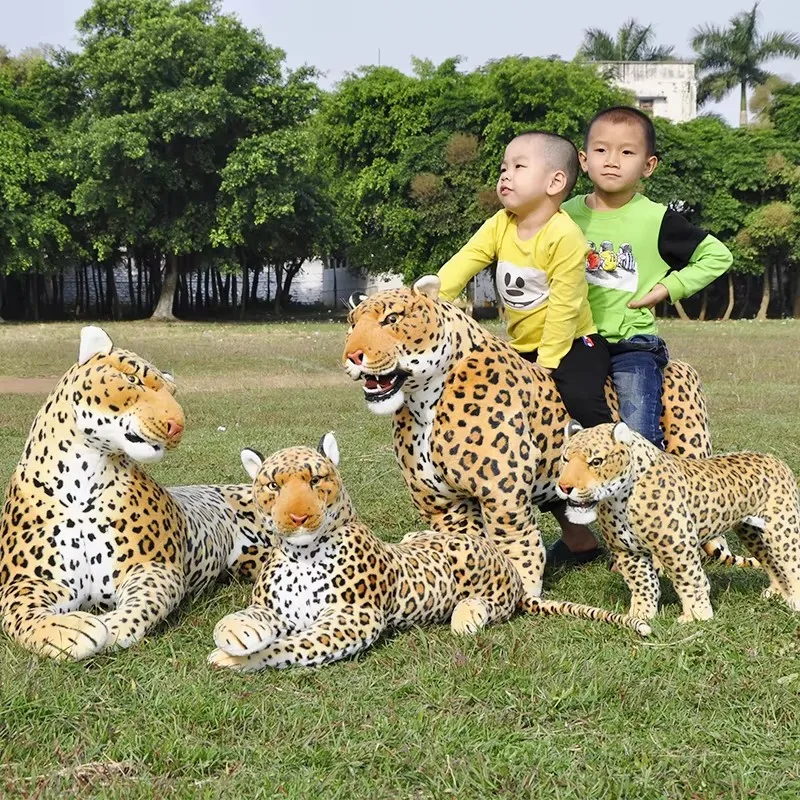 Dorimytrader Realistic Animal Panther Plush Toy Jumbo Simulation Leopard Kids Riding Toy Showroom Party Deco DY50667