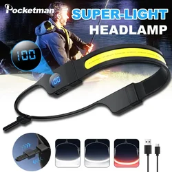 USB Rechargeable COB LED Headlamp Outdoor Long Range 3 Modes White/Red Light Headlight Waterproof Head Lamp Head Flashlight