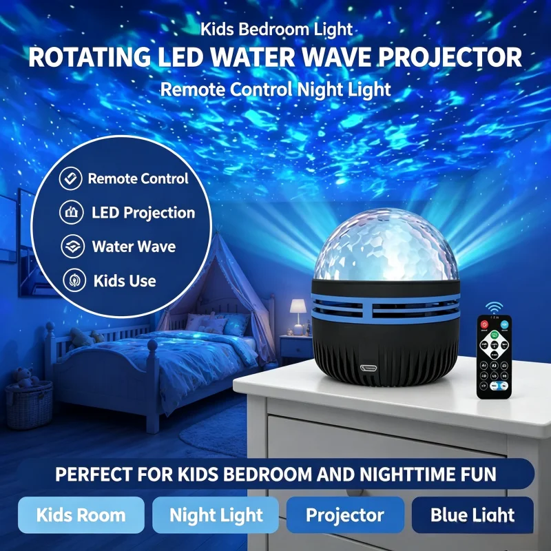 Rotating Water Wave Light LED - Baby Nursery Water ulasan dan harga