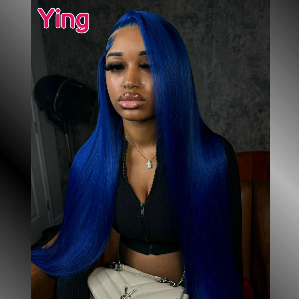 

36 дюймов Klein Blue Colored Bone Straight 13x4 13x6 Кружевные фронтальные парики Человеческие волосы Предварительно выщипанные 250% 5x5 Парики с закрытием для чернокожих женщин