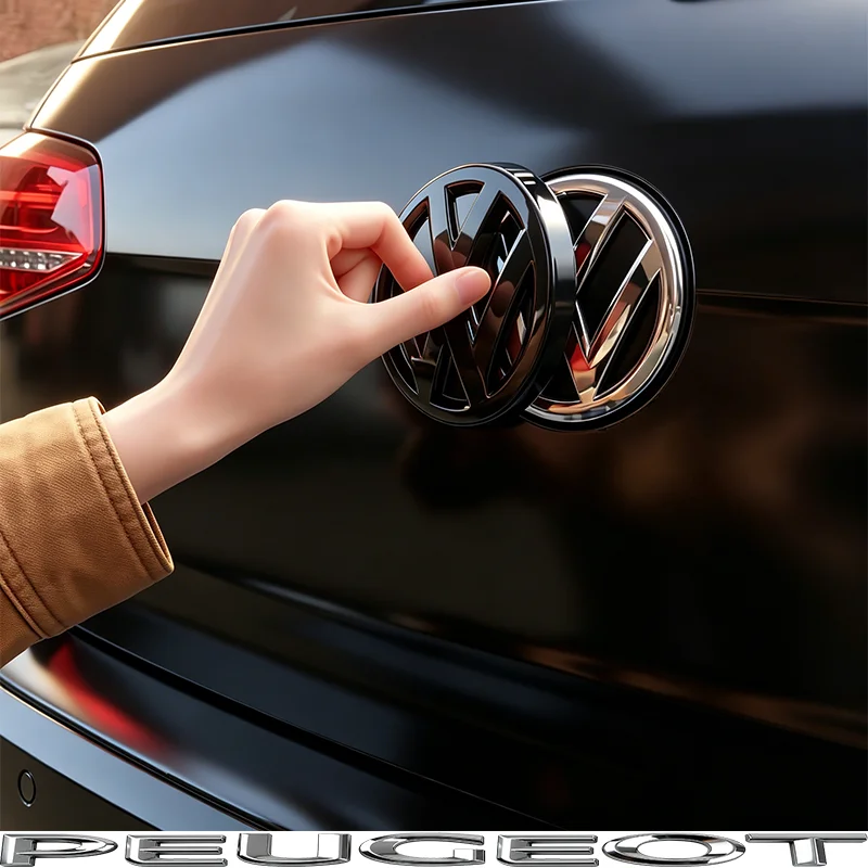 Akcesoria dekoracyjne z logo samochodu na przednią kratkę, tylną klapę bagażnika do VW GTI Golf Polo 6 Passat Arteon Jetta CC Taigo Tiguan T-ROC, kołpaki na felgi.