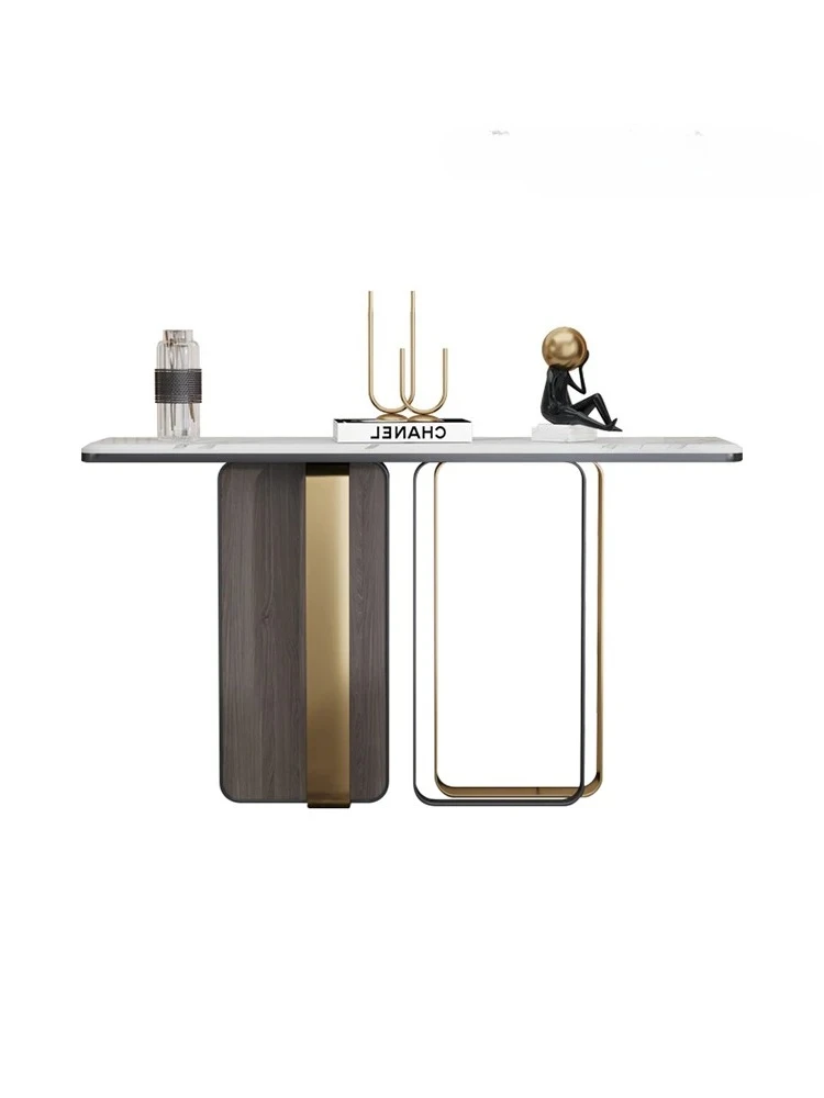 

Italian Affordable Luxury Style Stone Plate Console Post-Modern Minimalist Door Wall Stainless Steel Console Table