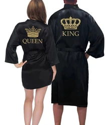 King And Queen Satin Robes Set Couple Couples Robes Mr. And Mrs. Kimono for Bride Kimonos Mr and Mrs Personalized Robes