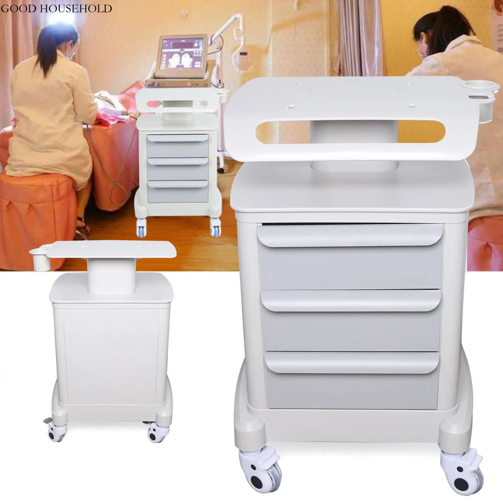 3 layer Multifunction Salon SPA Trolley Stand Cart Assembled For Beauty Machines