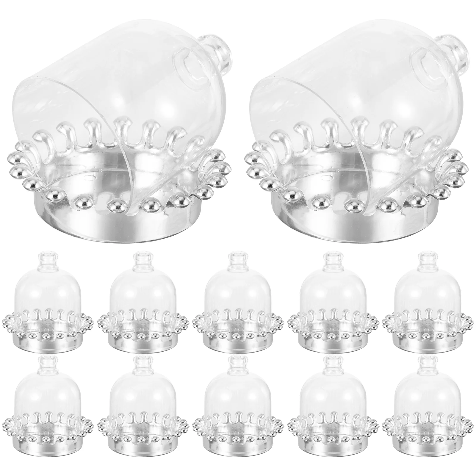 12 Pcs Candy Box Mini Cake Stand with Dome Chocolate Round Clear Plastic Display