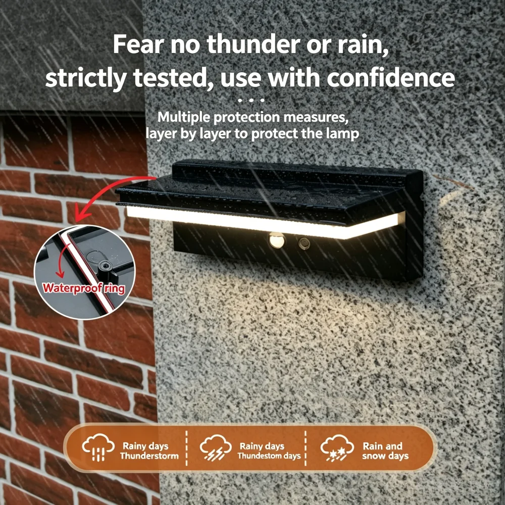 Solar Power Wall Lamp IP65 Waterproof LED Outdoor Energy Saving Motion Sensor Wall Light Courtyard Garden Villa Home Lighting