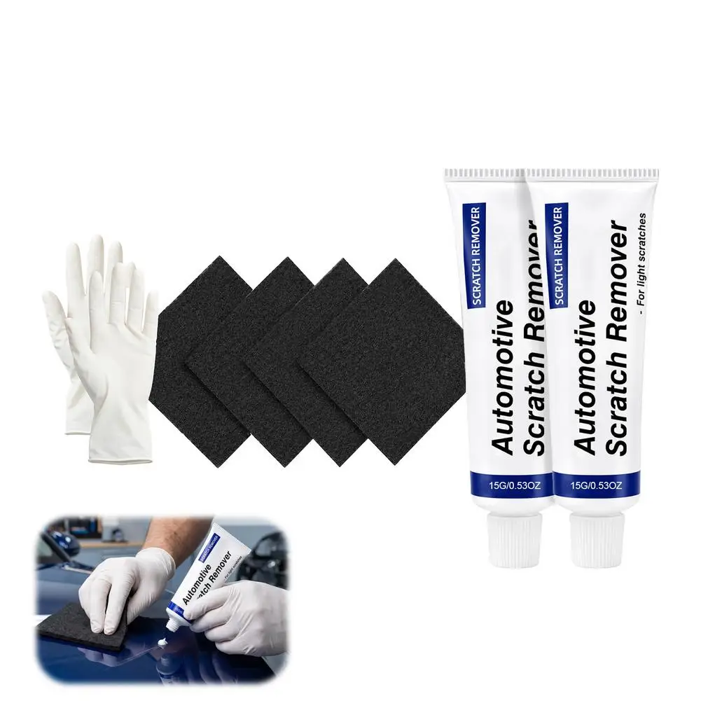 Car Scratch Remover Paste Kit 2Pcs Advanced Formula Paint Restoration Easy Application Automotive Body Repair Polish Tool