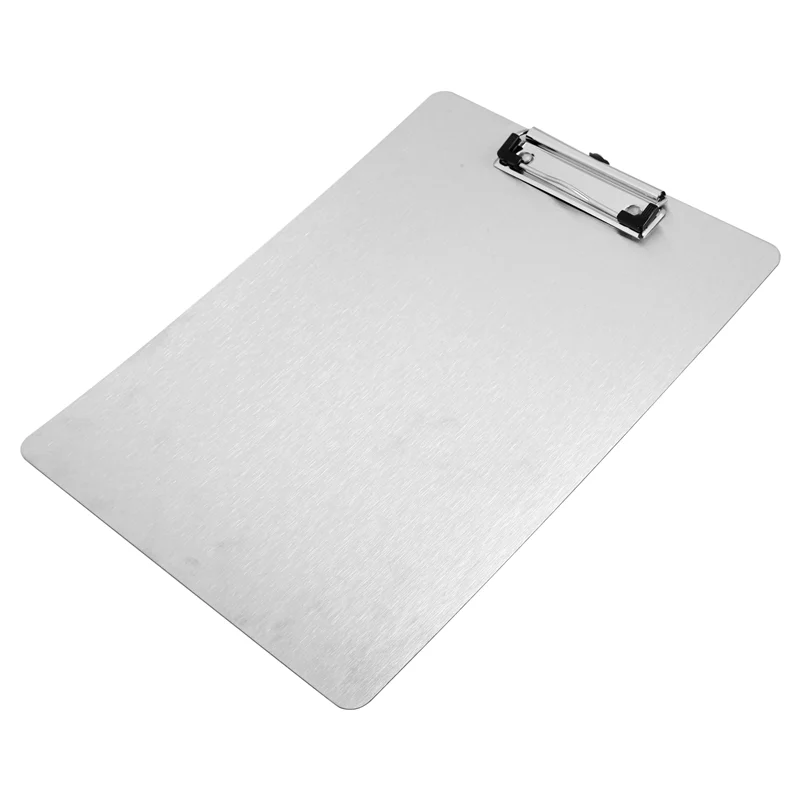 

J1UL1N Metal Clipboard Folder A4 Stainless Steel Clip Board Bill Storage Folder Writing File Board Menu Splint For Business