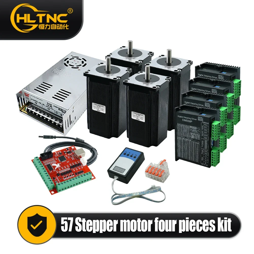 

Sales Nema 23 Stepper Motor Kit 4Axis 1.2/2/2.2/2.5/3Nm +4pcs DM556P Driver +350W 36V Power Supply+Interface Board +Debugger