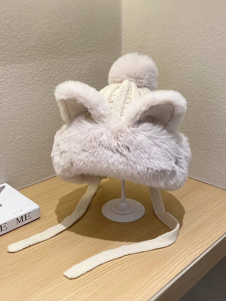 Koreanische Version von Nette Fuchs Katze Ohr Plüsch Ohr Schutz Hut Weibliche Herbst und Winter Samt Verdickt Radfahren Warme Lei Feng Hut – Detail 17