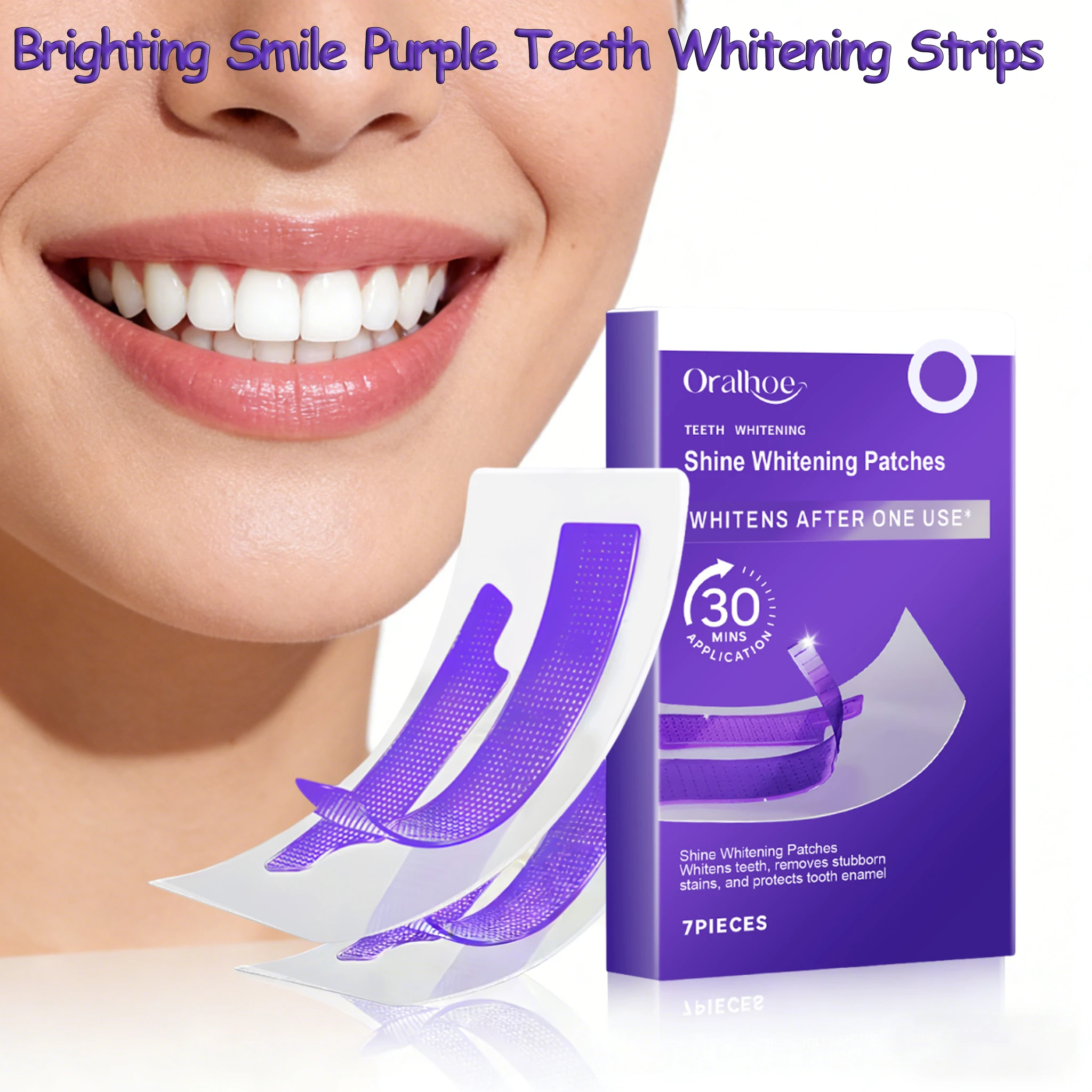 Purple Teeth Whiting Strips Bleaching Stains Remove Oral Whiting Supplies Tooth Stickers Remove Stains Care Stripes