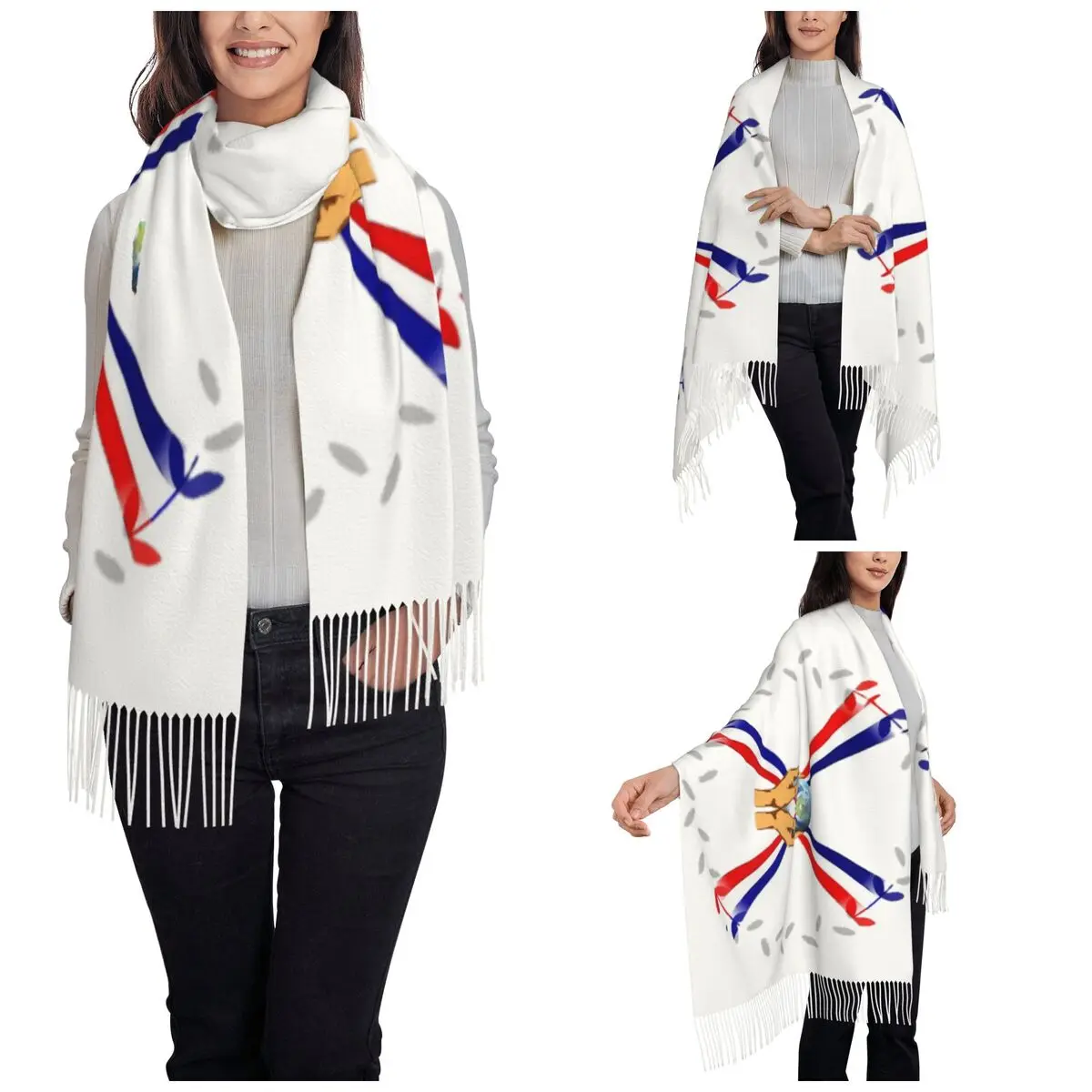 Love Assyria Shawl Wraps for Ladies Winter Large Soft Scarf Assyrian Suryoyo Flag Pashmina Tassel Scarves