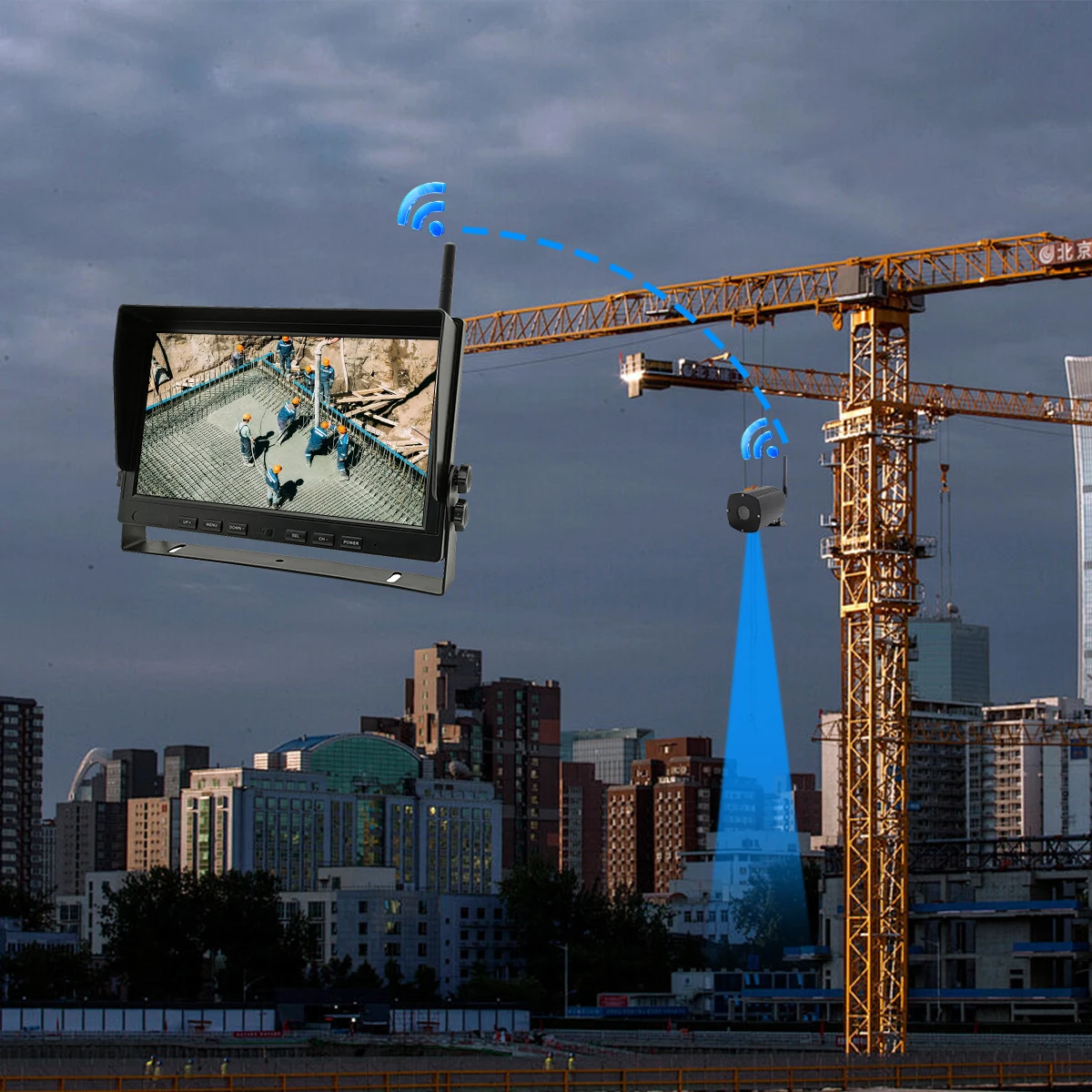 YWX 36X Zoom Wireless 500m Transmitting Tower Crane Camera Monitor System with Blind Spot Monitoring for Construction Device