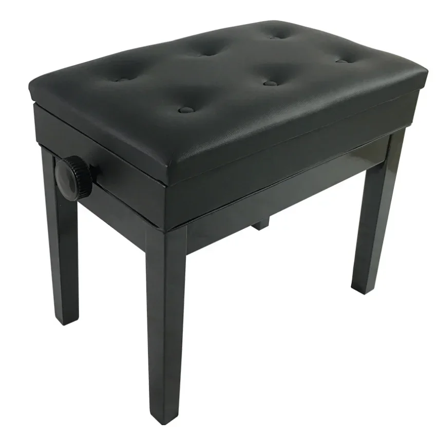 

Single solid wood piano stool with bookcase piano stool button surface PU leather piano stool