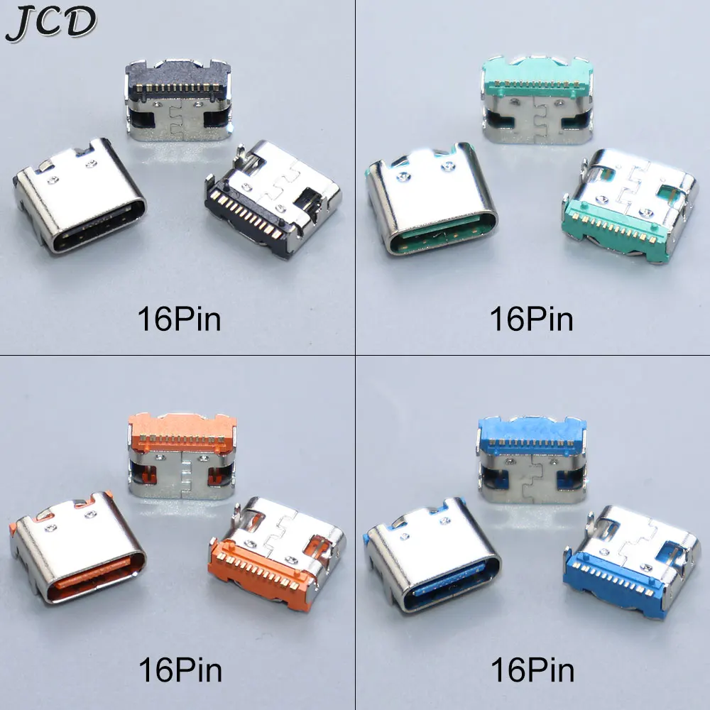 JCD 10-50PCS 16Pin Type-C Female Socket SMT SMD DIP Charger Connector USB 3.1 Placement SMD DIP For PCB High Current Charging