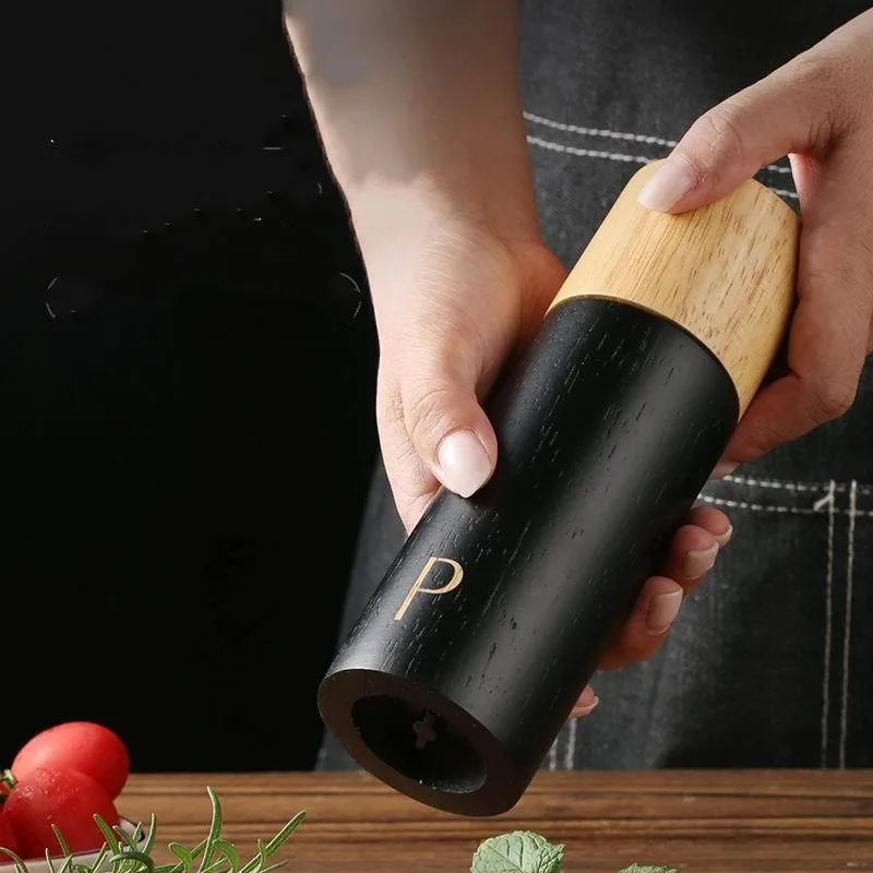 Wooden Manual Pepper Grinder,Black Pepper Sea Salt Spice Grinder Salt Shakers Bottle,Kitchen Tools Seasoning Bottles,Pepper Mill