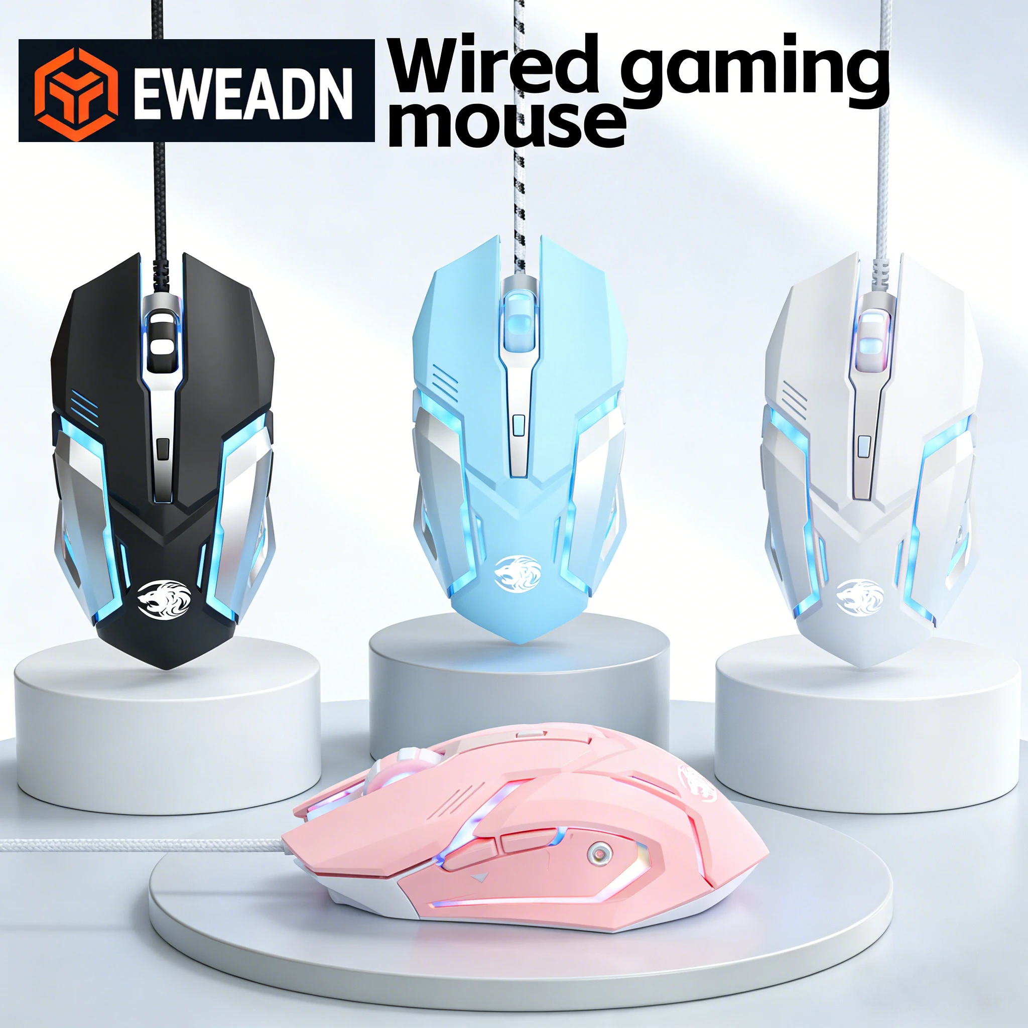 

Проводная игровая мышь EWEADN RGB, эргономичная бесшумная игровая мышь с 6 кнопками, оптическая мышь для офиса, компьютера, ноутбука, 3200 точек на дюйм, подарки для мальчиков