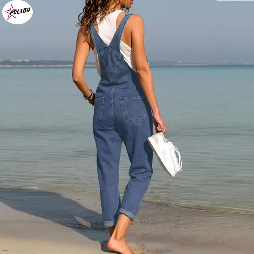 

Denim Overalls For Women Modis Bib Pants Vintage High Street Daily Office Long Rompers Fashion Jumpsuits Body Mujer Macacao